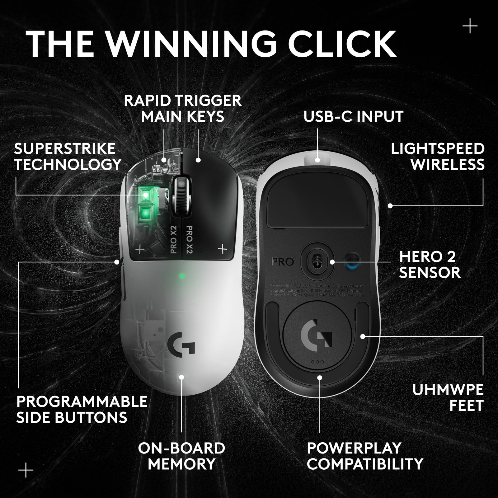 Logitech G Pro X2 Superstrike Wireless Gaming Mouse Customizable Rapid Trigger
