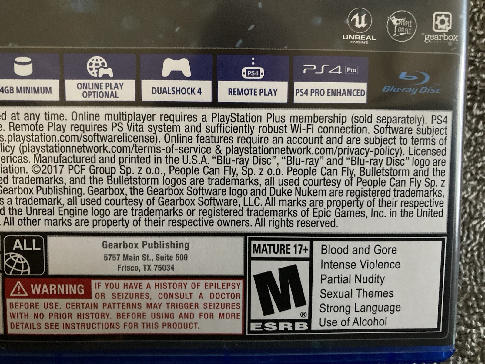 Bulletstorm: Full Clip Edition PS4 COMPLETE With Insert–Play As Duke Nukem