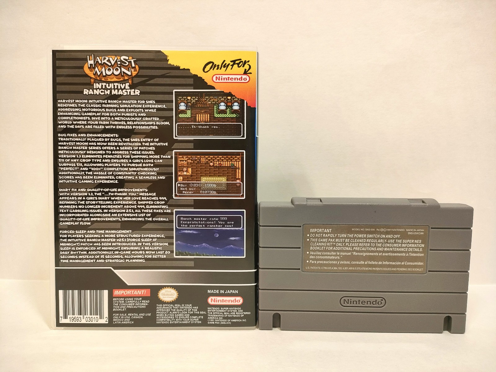 Harvest Moon Intuitive Ranch Master for Super Nintendo SNES