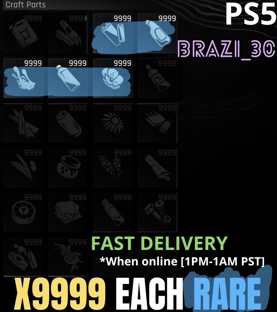 [PS5 ONLY] x9999 of ALL BLUE Crafting Materials, Dying Light: The Beast