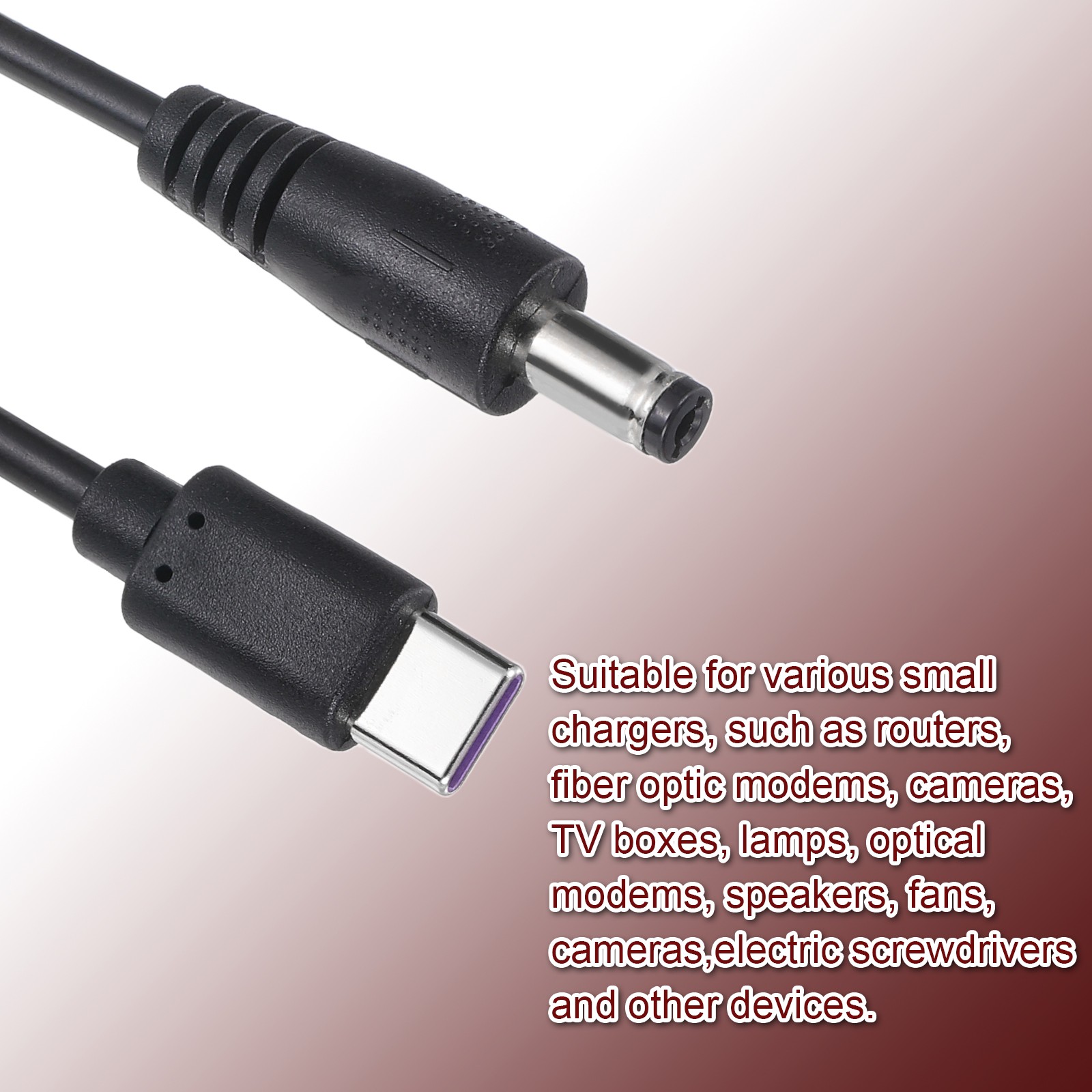 6.6FT USB C to DC PD Power Fast Charging Cable, 5.5×2.1mm 36W/12V(Black)