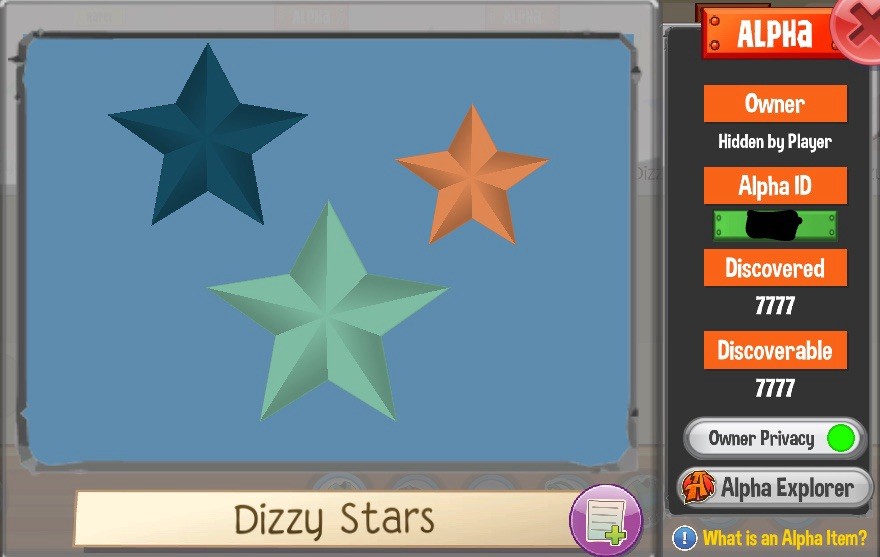 Animal Jam Play Wild Alpha Green Dizzy Stars (Description)