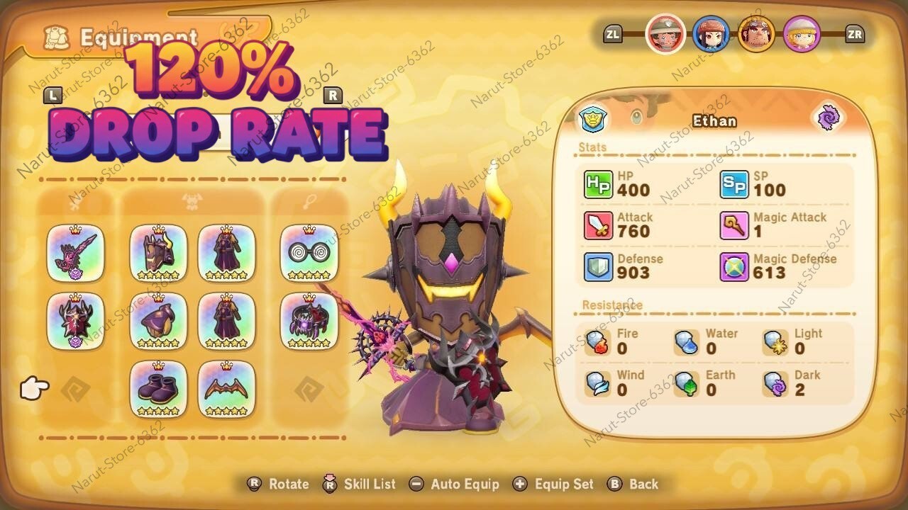 Fantasy Life I: Steel Beast Set 🌟+120% drop rate🌟 Item Weapons dosh