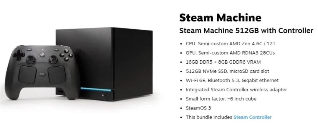 PreSale Steam Machine 512GB With Controller Valve PC