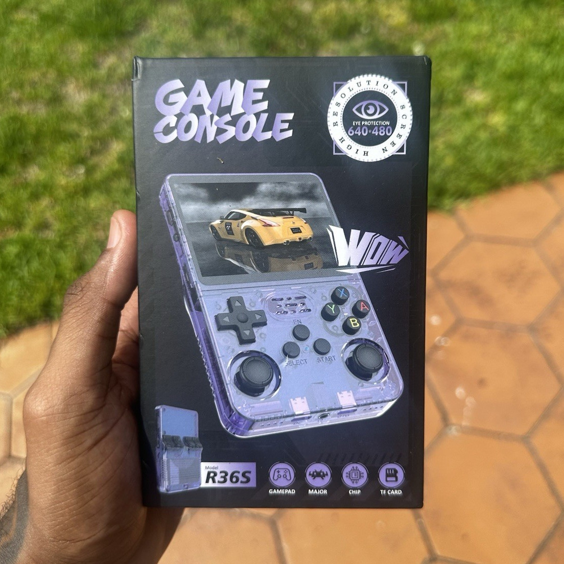 R36S Handheld Game Console Transparent Green, Wi-Fi, USB-C, 640×480