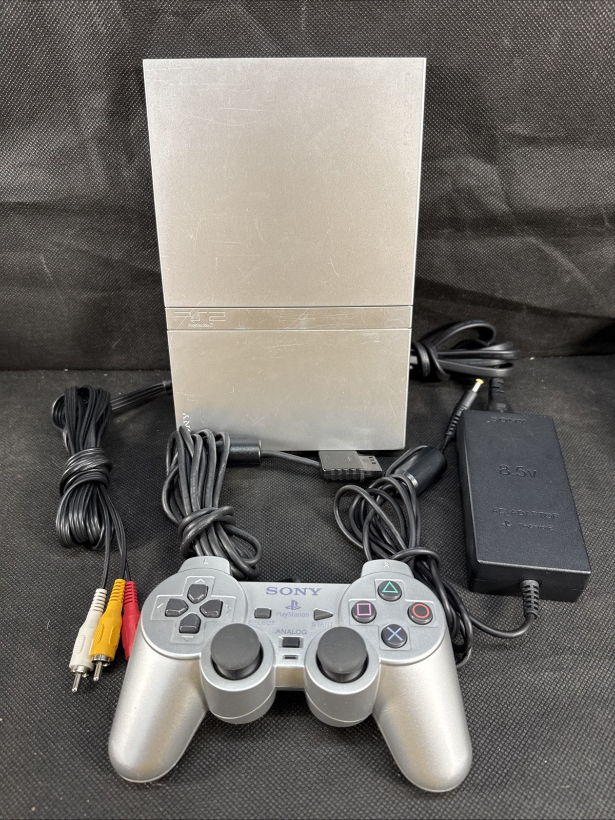 Sony PlayStation 2 PS2 Slim Silver Console Complete. Tested Working