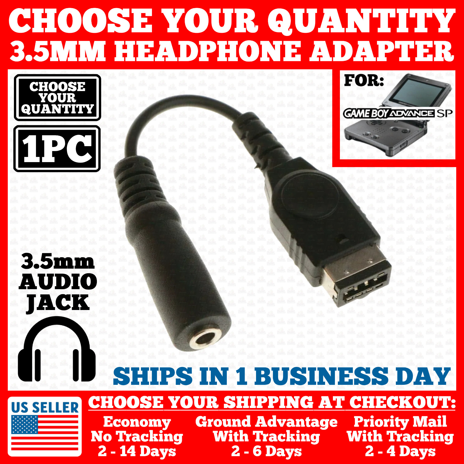 Headphone 3.5mm Jack Aux Adapter Cable Audio Nintendo Game Boy Advance GBA SP