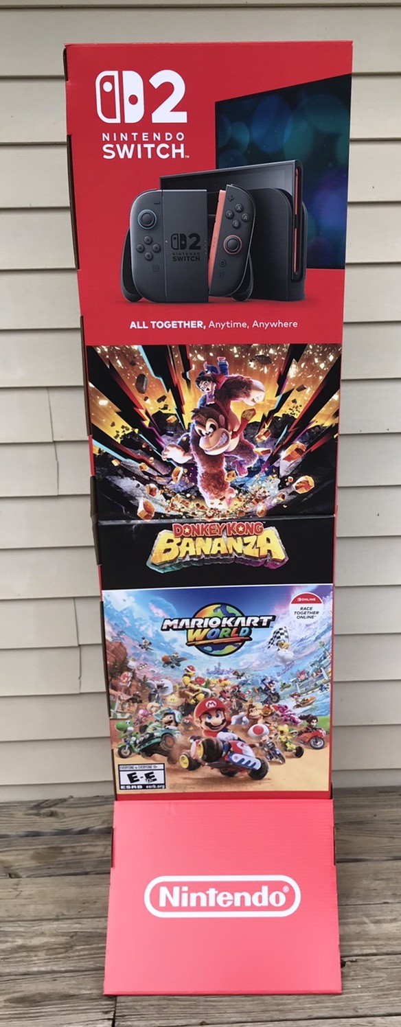 Nintendo Switch 2 store display5ft•Donkey Kong Bananza•Mario Kart World•Zelda