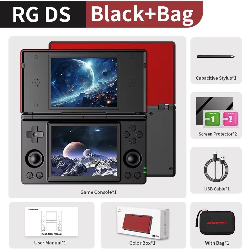 ANBERNIC RG DS Handheld Game Console 4″ IPS Multi-touch Dual-screen (Flip)