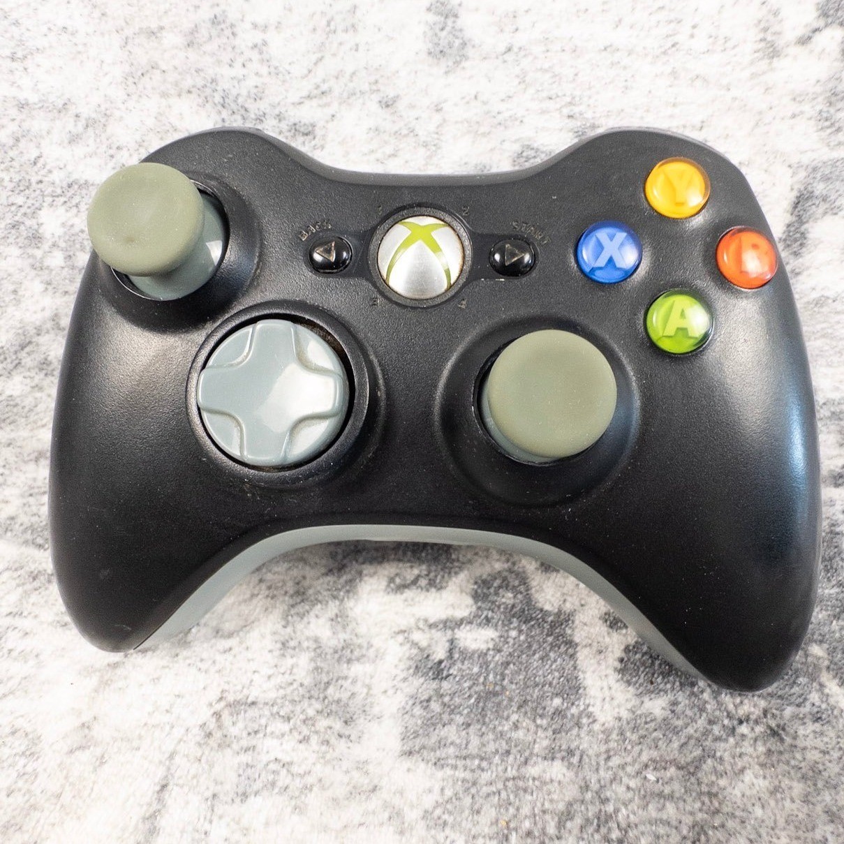 Microsoft Xbox 360 Wireless Controller Black Grey Thumbsticks OEM Model 1403