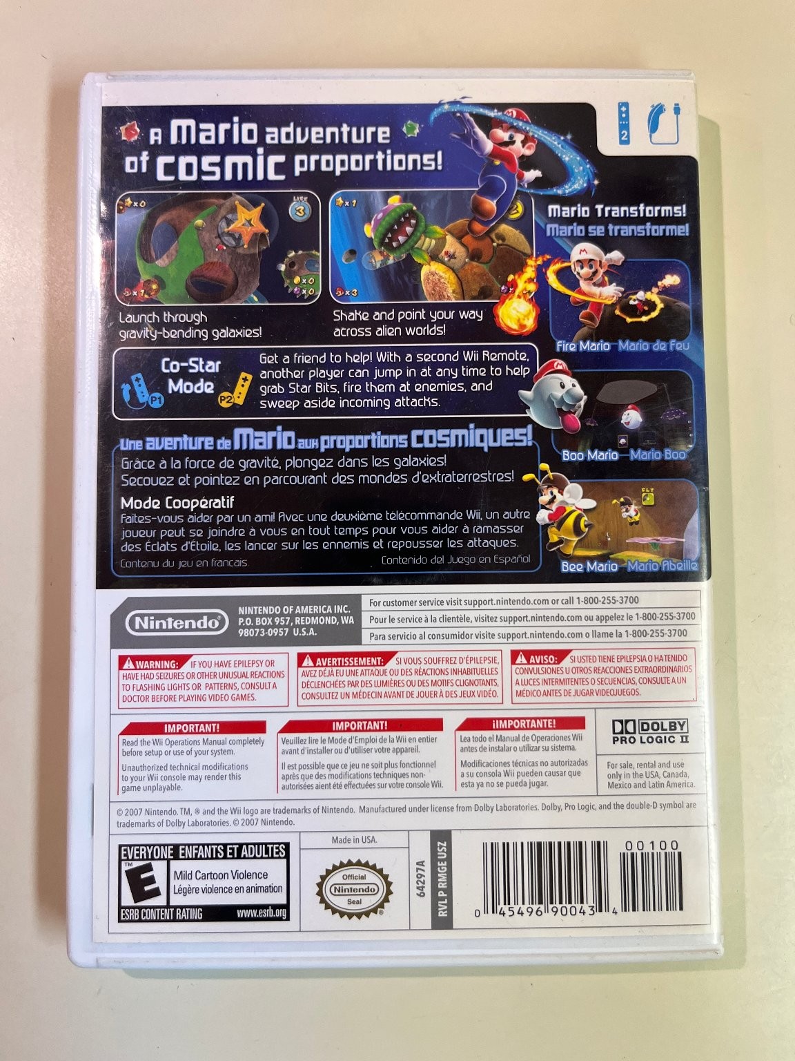 Super Mario Galaxy Wii Video Game + Manual, Complete, Cosmic Adventure