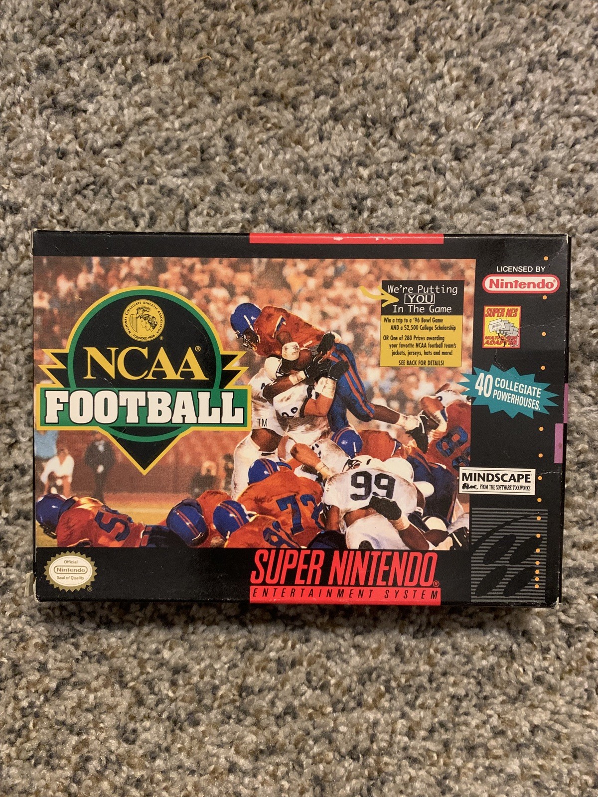 NCAA Football (SNES 1994) CIB Box Game Manual Authentic Very Good Condition!