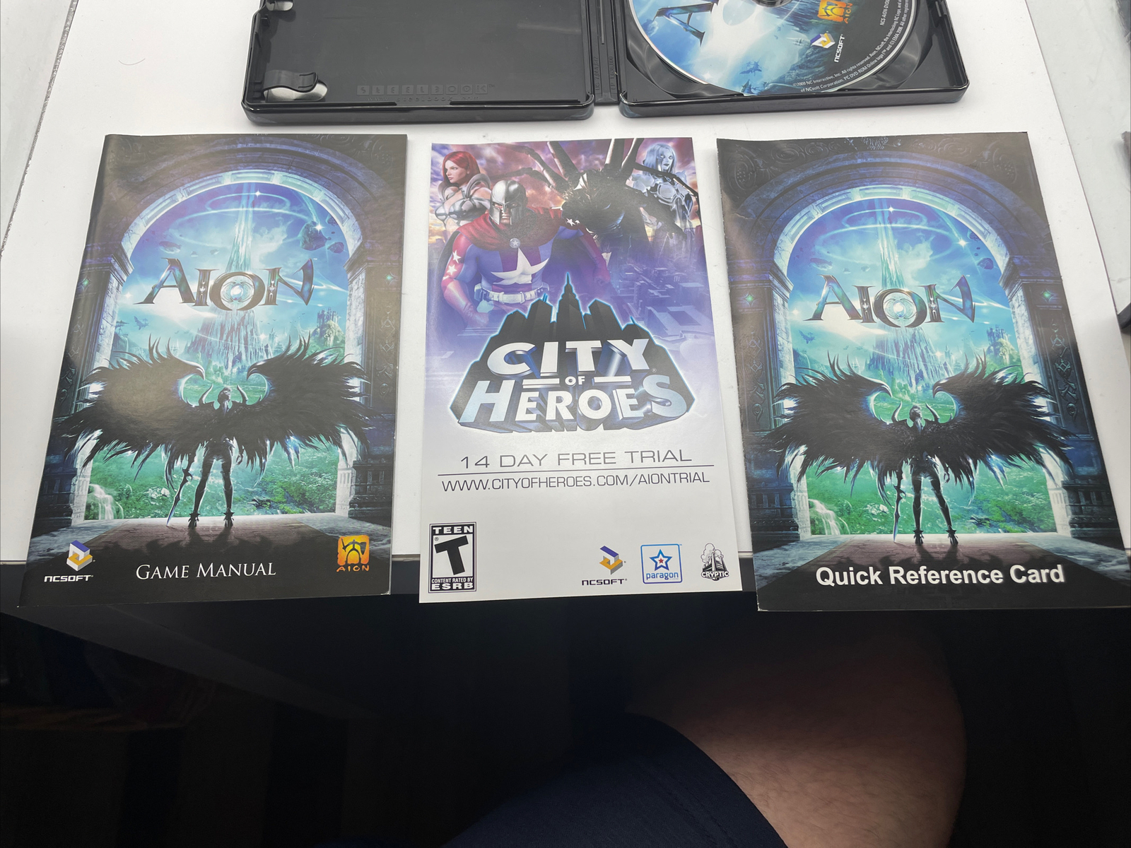Aion PC DVD-ROM Game Steelbook Case CIB Complete Manual 2 Disc RPG Video Gaming