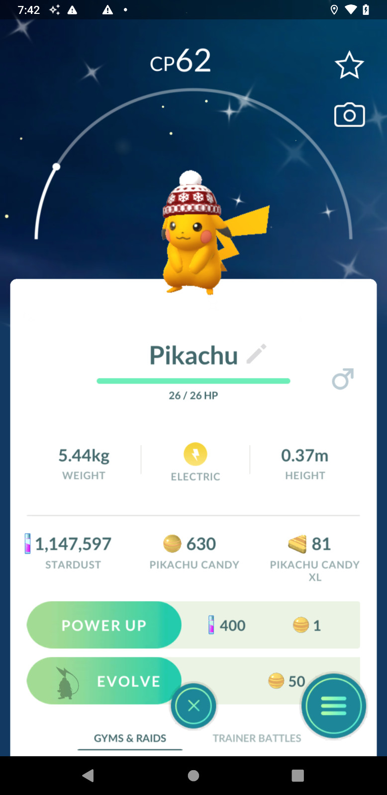 Shiny Pikachu Snowflake beanie TR-DE 20k star-dust