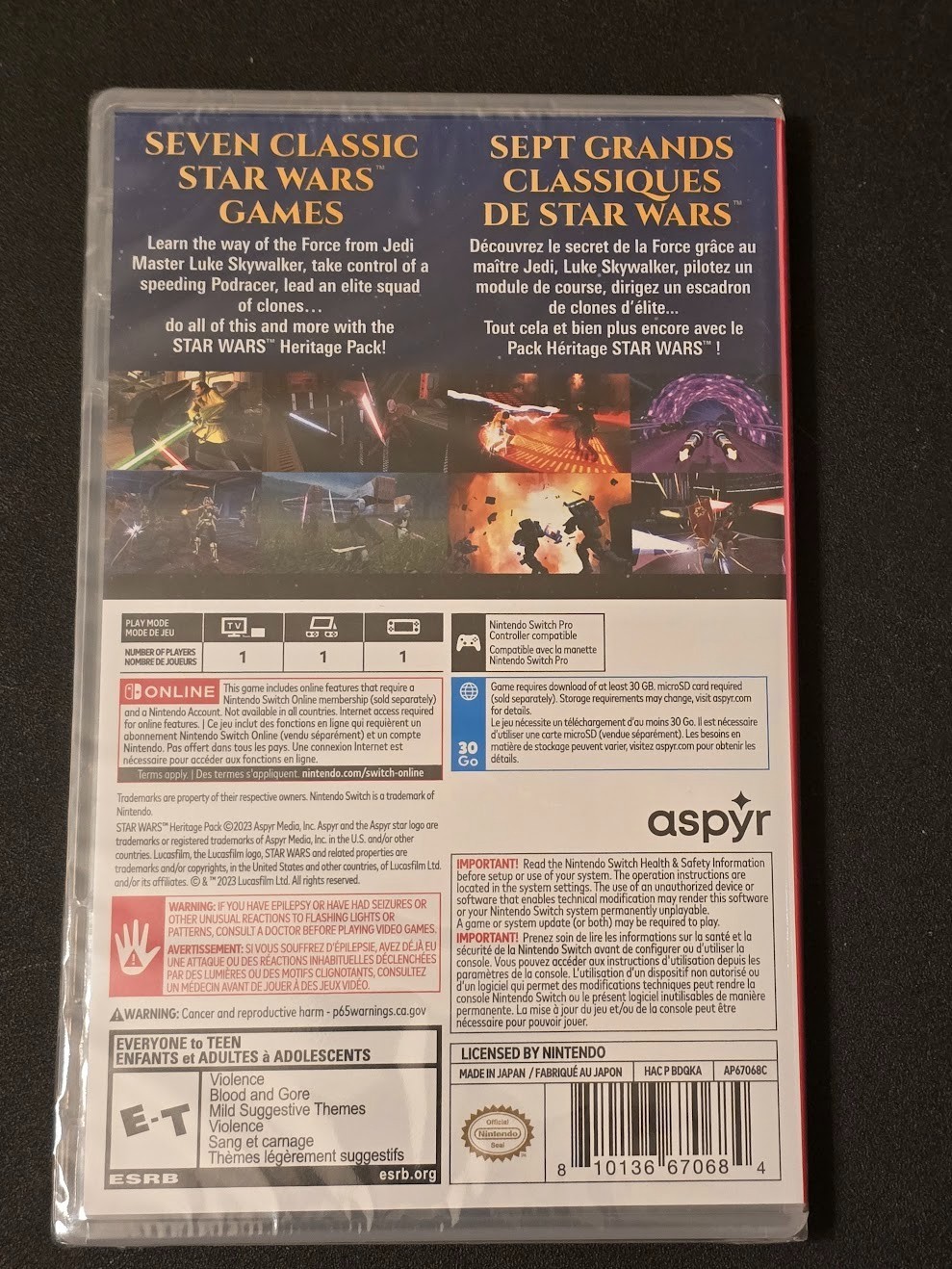 Star Wars Heritage Pack (Nintendo Switch, 2023) – Factory Sealed – 7 Games