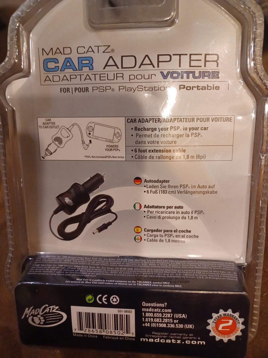Mad Catz Car Charger Power Adapter 8502 For Sony PSP