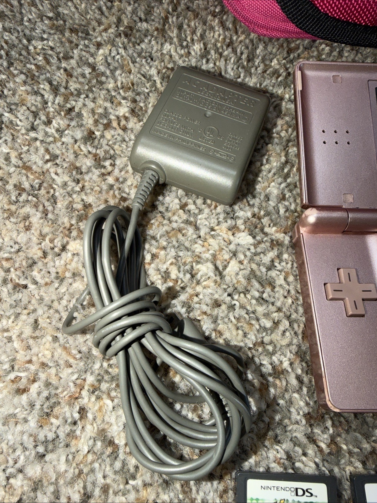Nintendo DS Lite Console USG-001 with charger Case – Pink With 9 Games