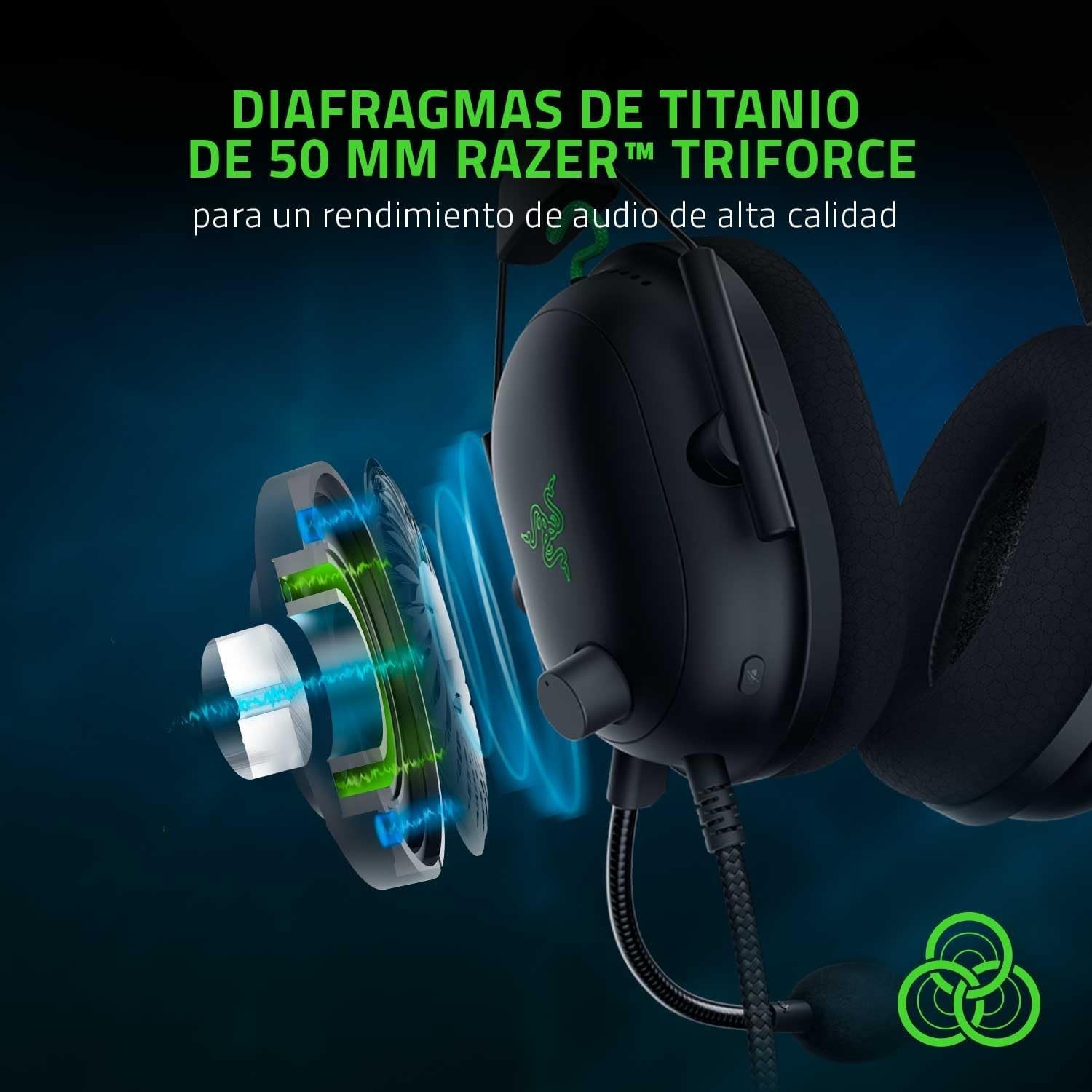 Razer – BlackShark V2 w/ usb Sound Card Wired 7.1 Spatial Surround Sound 50mm d