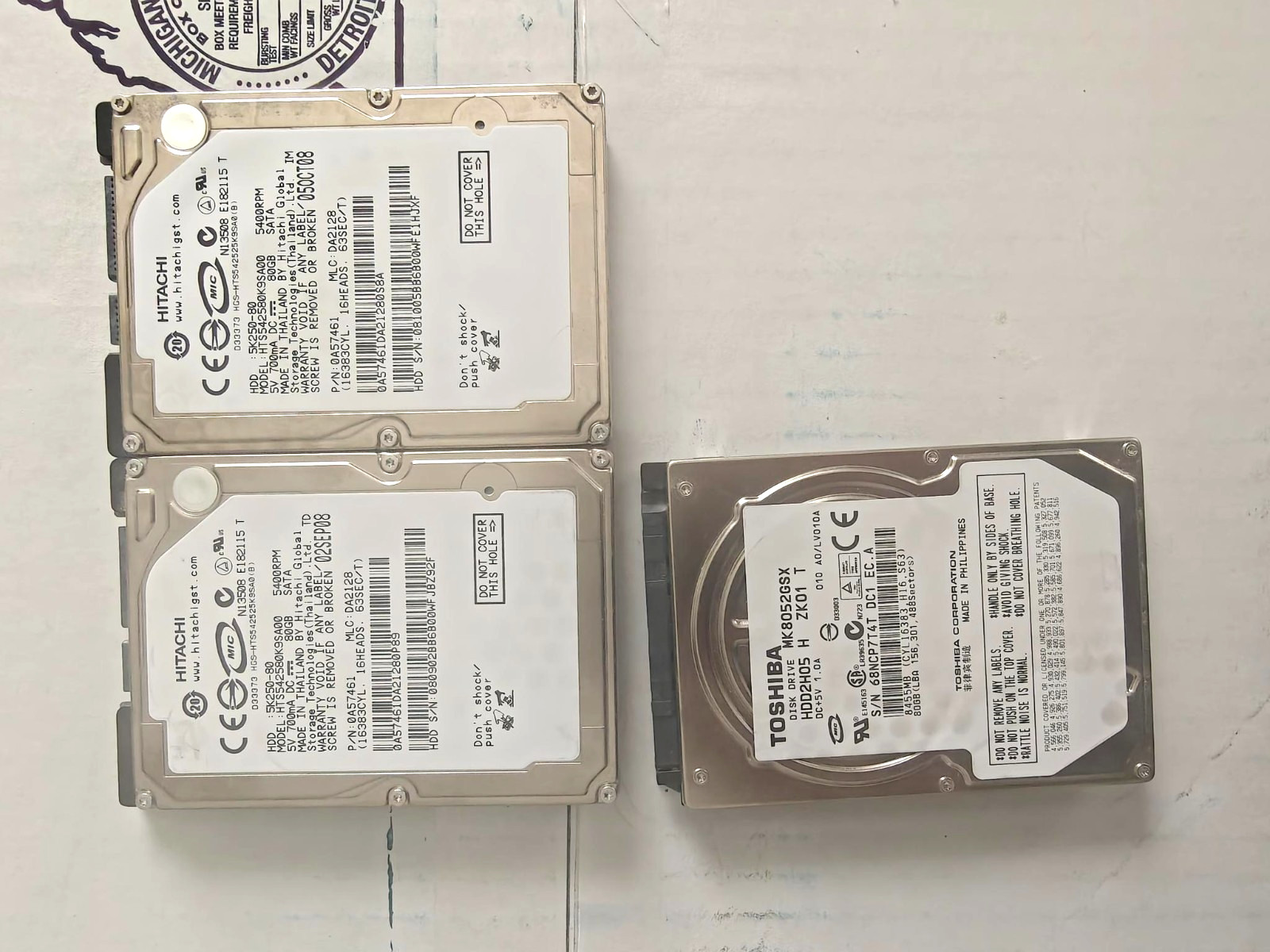 PS3 Hard Drive Lot 3x 80GB | Hitachi & Toshiba | Tested Working | PlayStation 3
