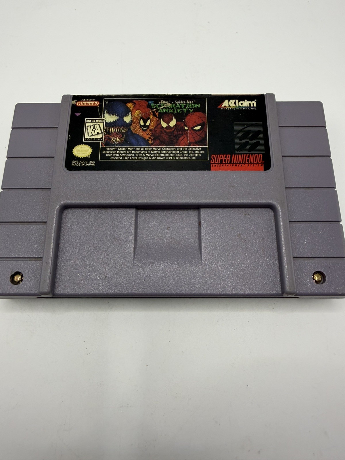 Venom-Spider-Man Separation Anxiety (Super Nintendo, 1995) SNES Authentic Tested