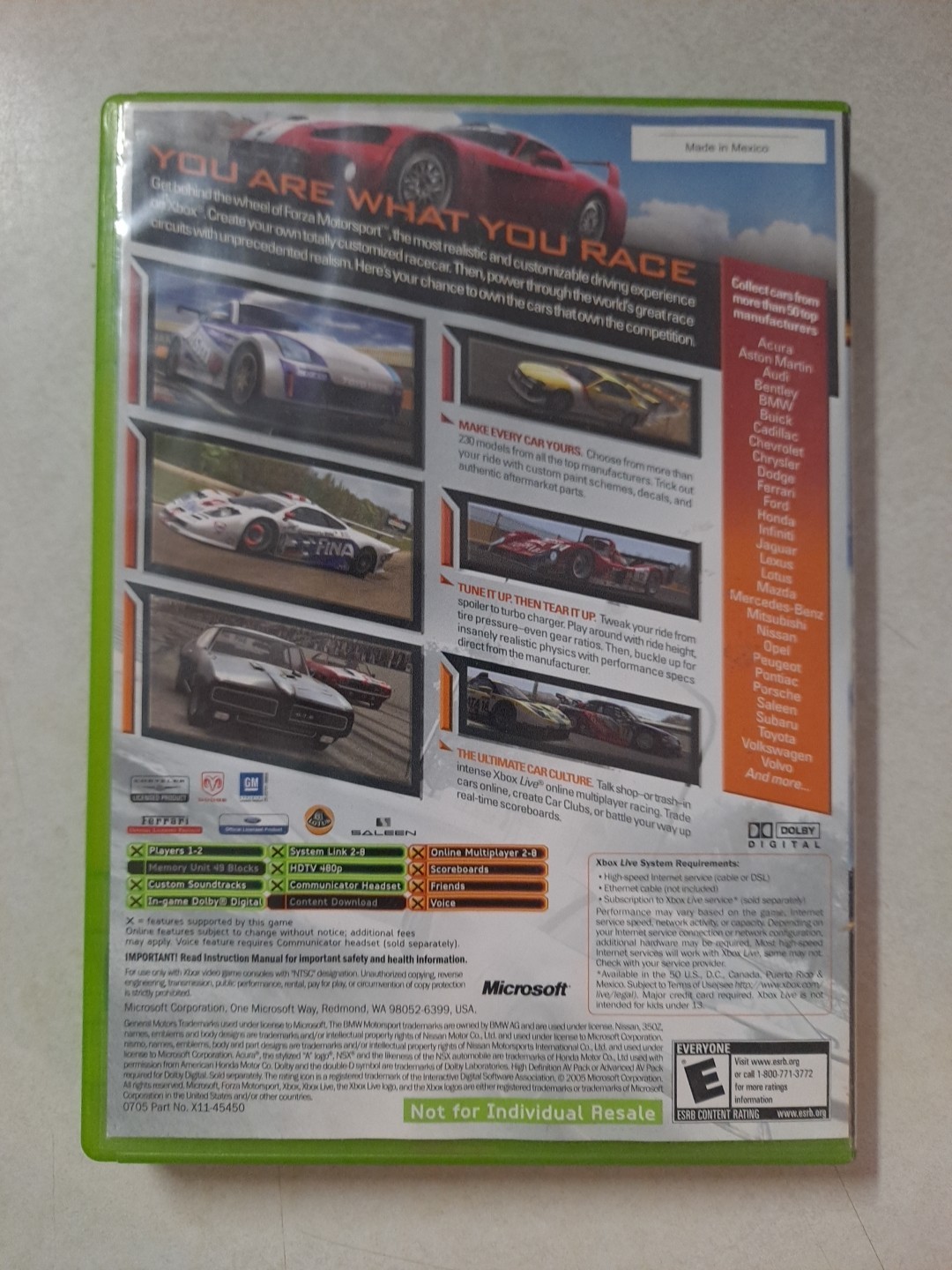 Forza Motorsport (Microsoft Xbox 2005) CIB Complete + Untorn Xbox Live Code Card