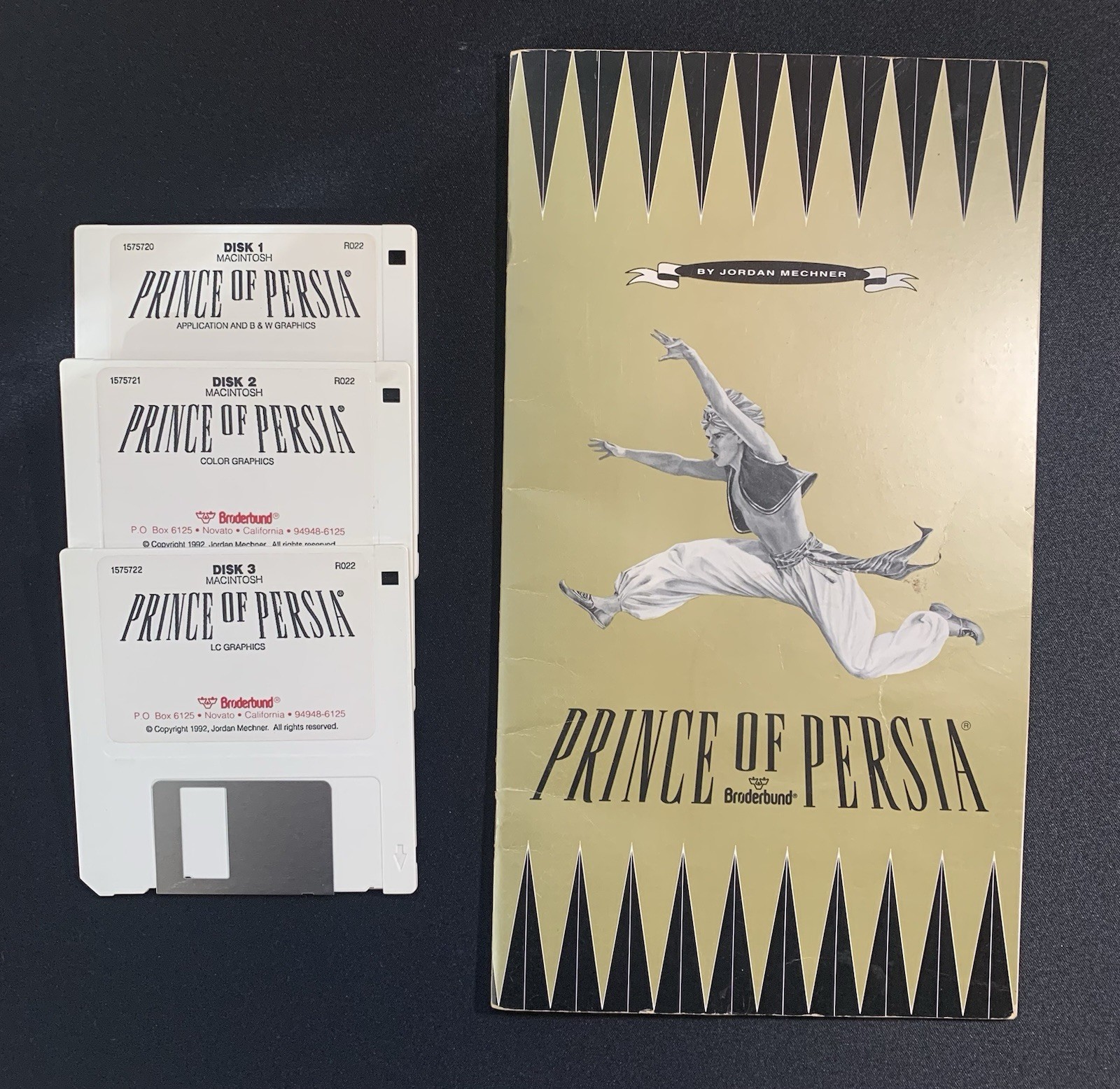 Game Prince Of Persia 1 Broderbund Macintosh Good 1992 Manual Floppy Disks 1 2 3