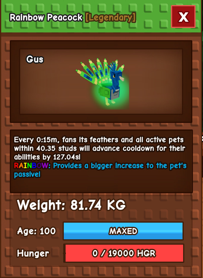 Grow A Garden 🪴|Roblox| 🌈Huge Rainbow Peacock 15s Cool Down 81kg+ 🌈