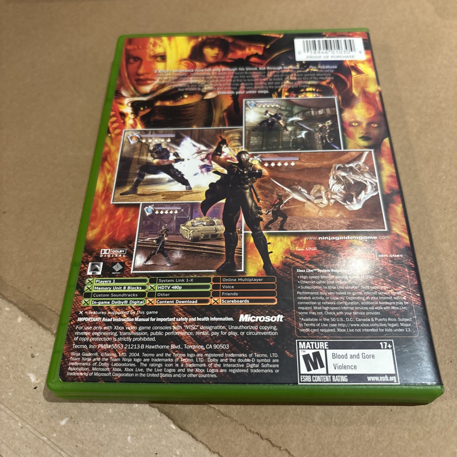 Pre owned Xbox Ninja Gaiden 1 Complete CIB + Reg Card very good condition