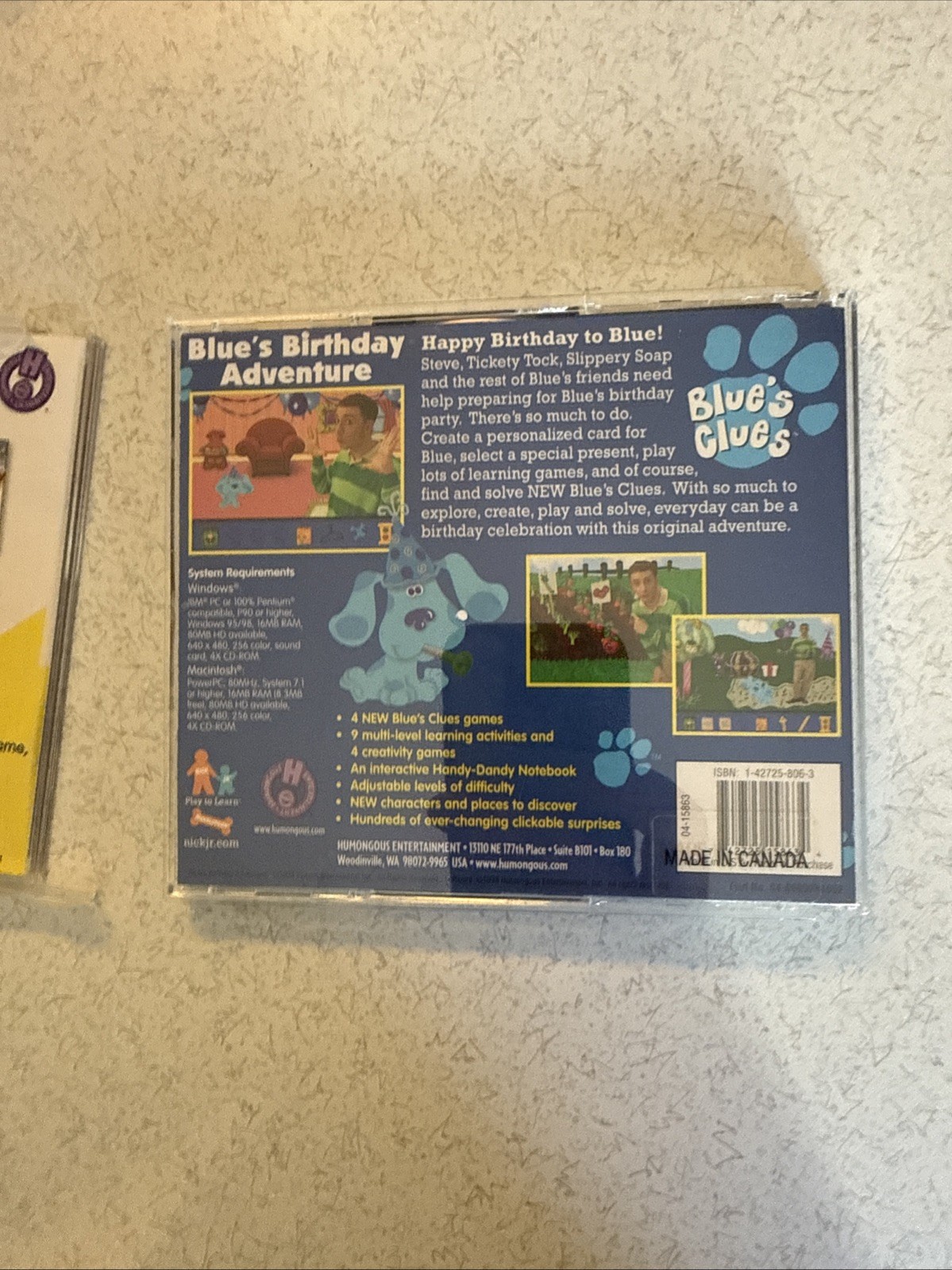 Vintage Blue’s Clues: Blue’s Birthday A Learning Adventure Windows/Mac 98 2 Disc