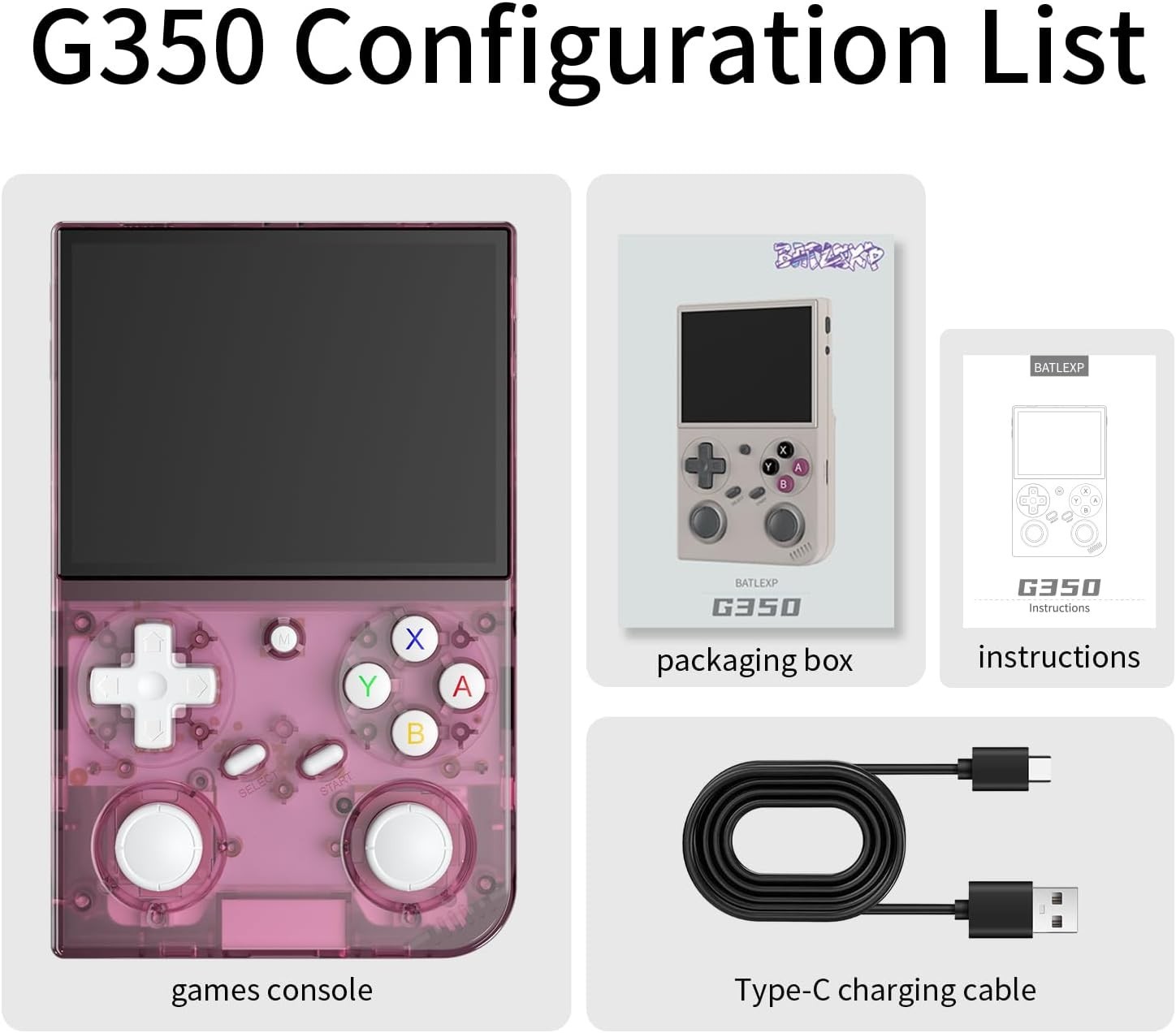 G350 Handheld Gaming Console with 3.5″ IPS Screen – Multi-Player, Stylish Pink