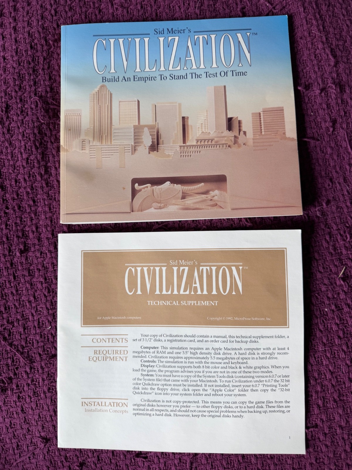 1992 Apple Sid Meier’s Civilization-Complete content in box/excellent condition