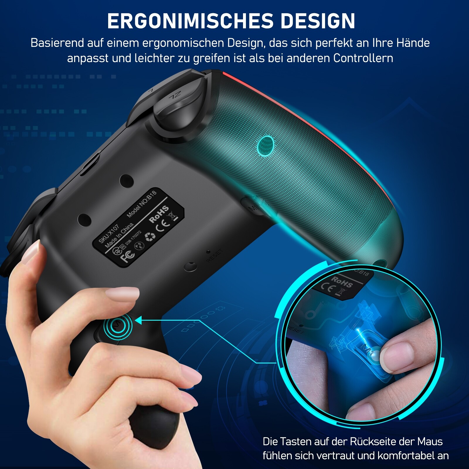 2PCS Wireless Switch Controller for Nintendo Switch/Lite/OLED Pro Controller NS