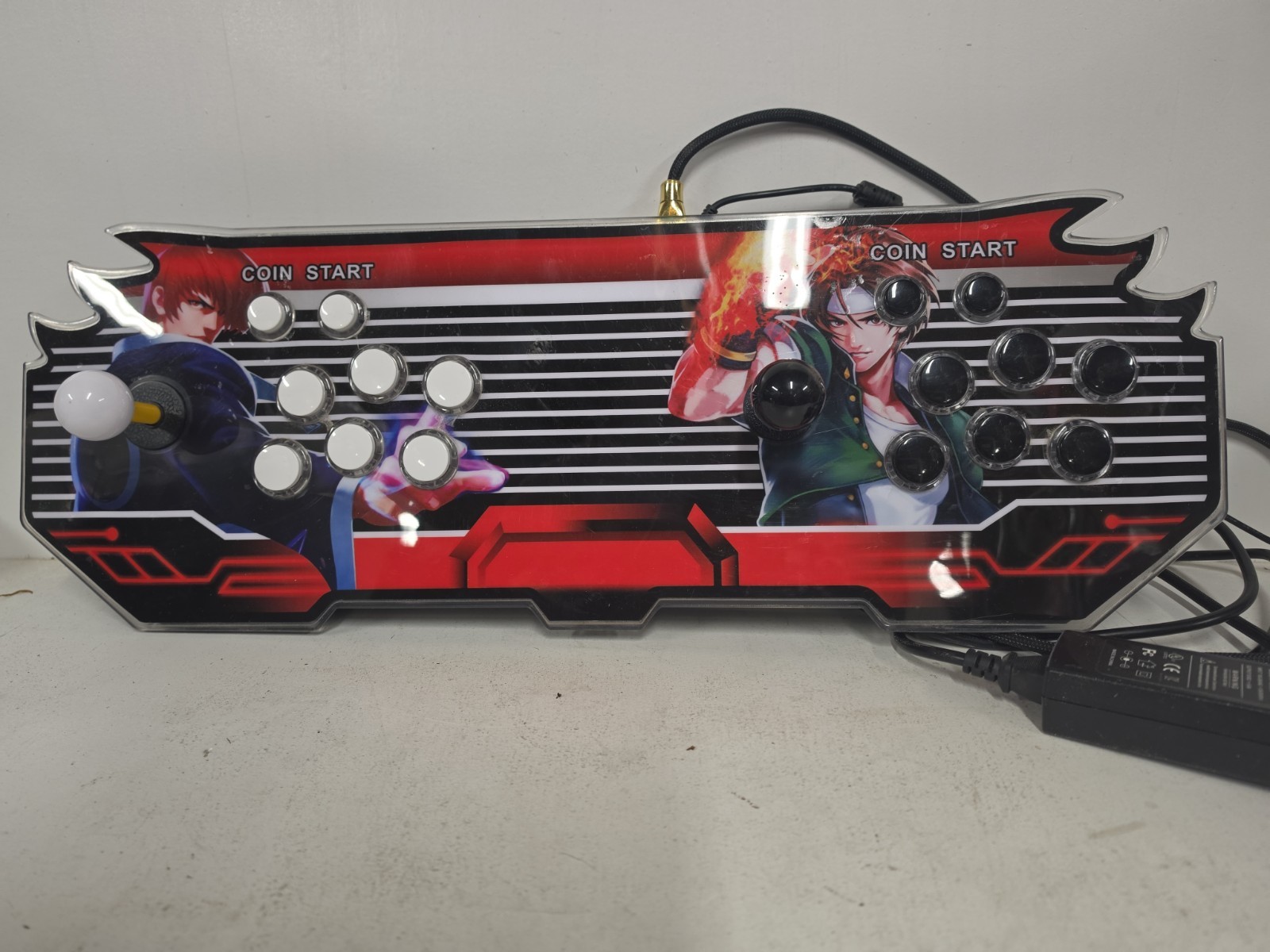 Wired Dual Arcade Controller for PC Red/Black/White 2 Player Coin Start Button