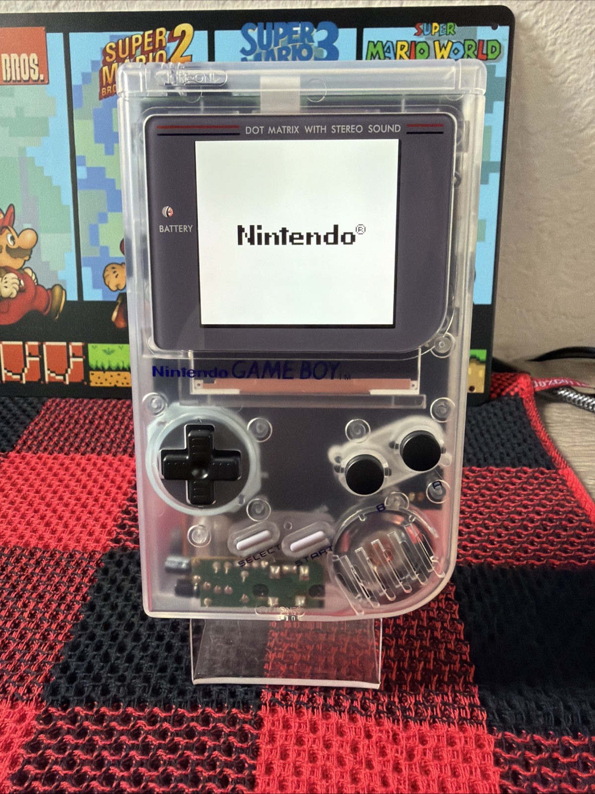 Nintendo Game Boy Console – Original DMG Clear – Upgraded IPS Screen With Menu