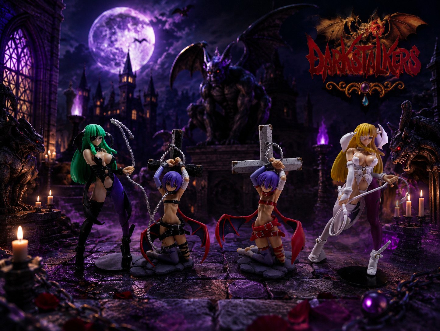 Anime Darkstalkers Vampire Saviors Morrigan PVC Figures Gashapon