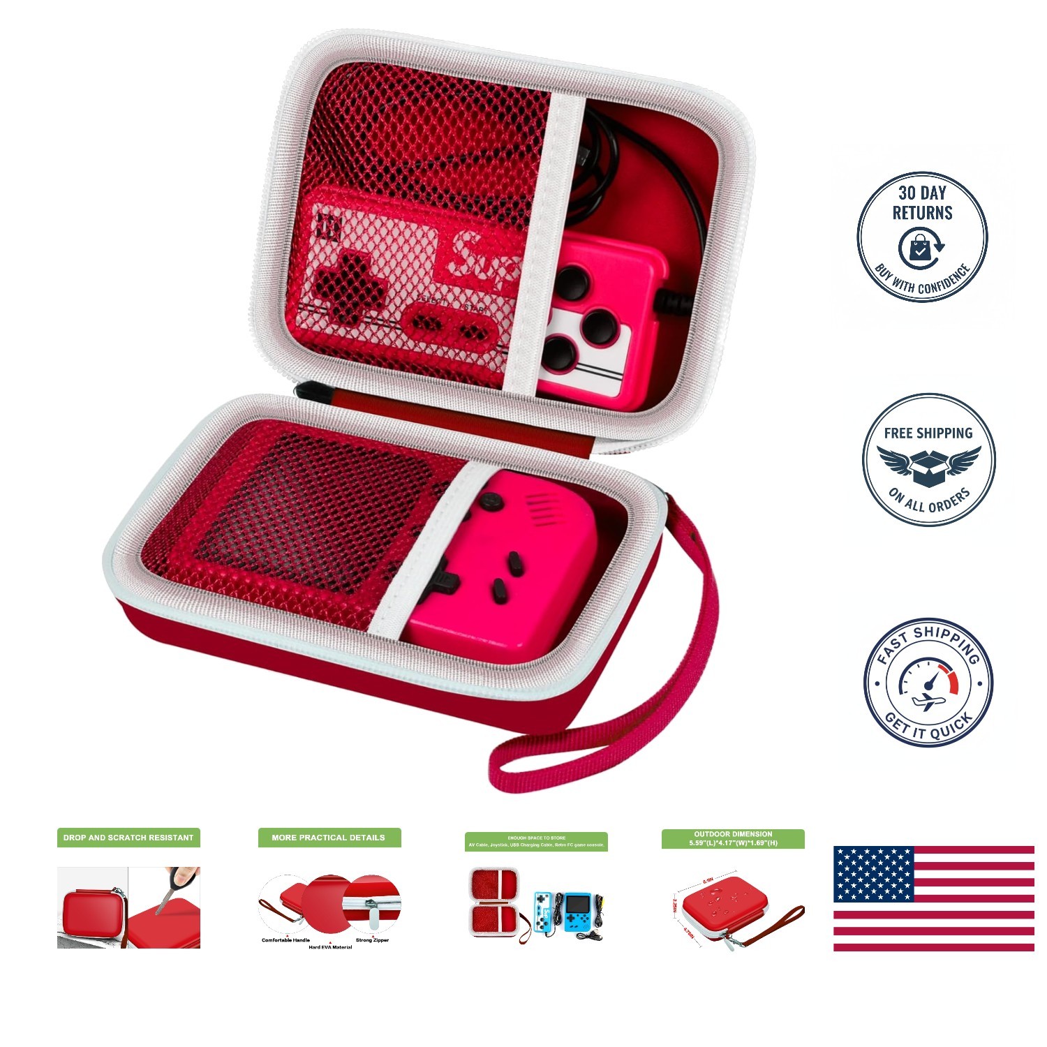 Durable EVA Case for Retro Handheld Consoles – Organizer with 2 Compartments