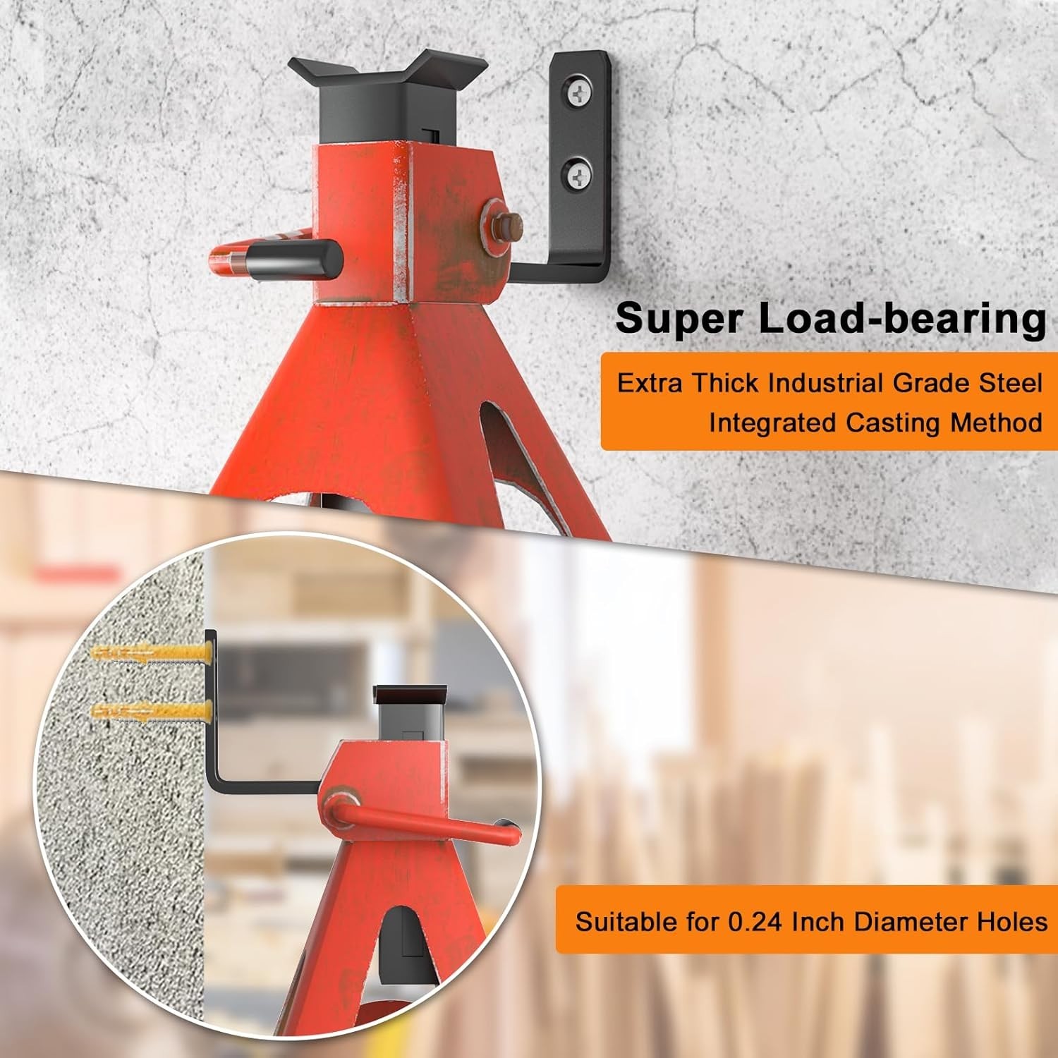 Garage Wall Mount Organizer Hooks Heavy Duty Jack Stand Storage Shelves