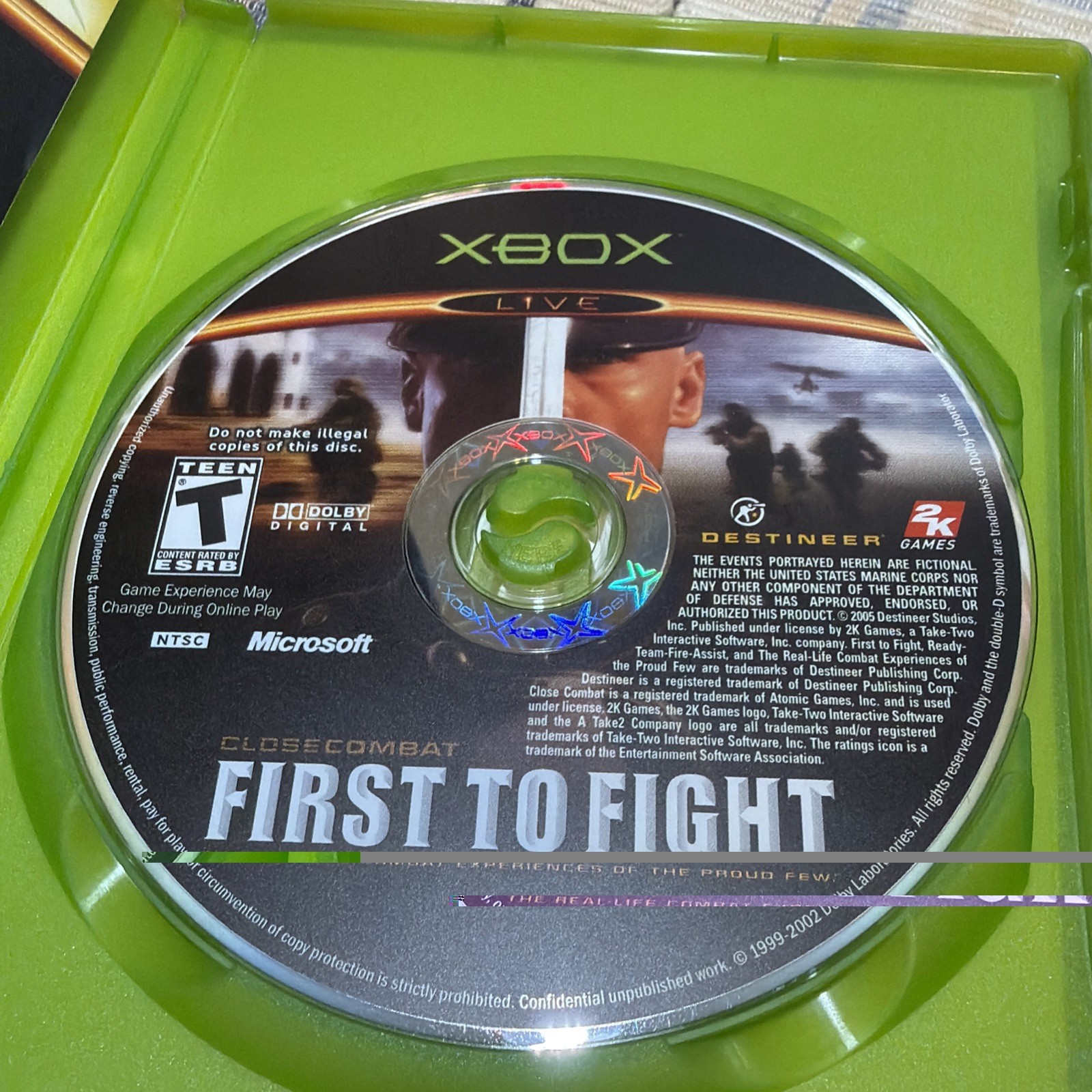 First to Fight United States Marines Microsoft Xbox Video Game CIB Complete