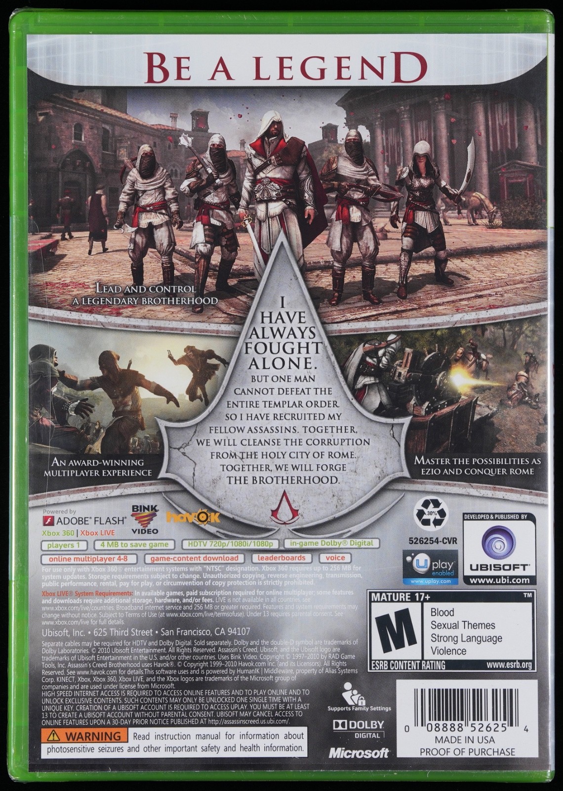 Assassin’s Creed: Brotherhood (Xbox 360) PSA 9.4 A+ Graded