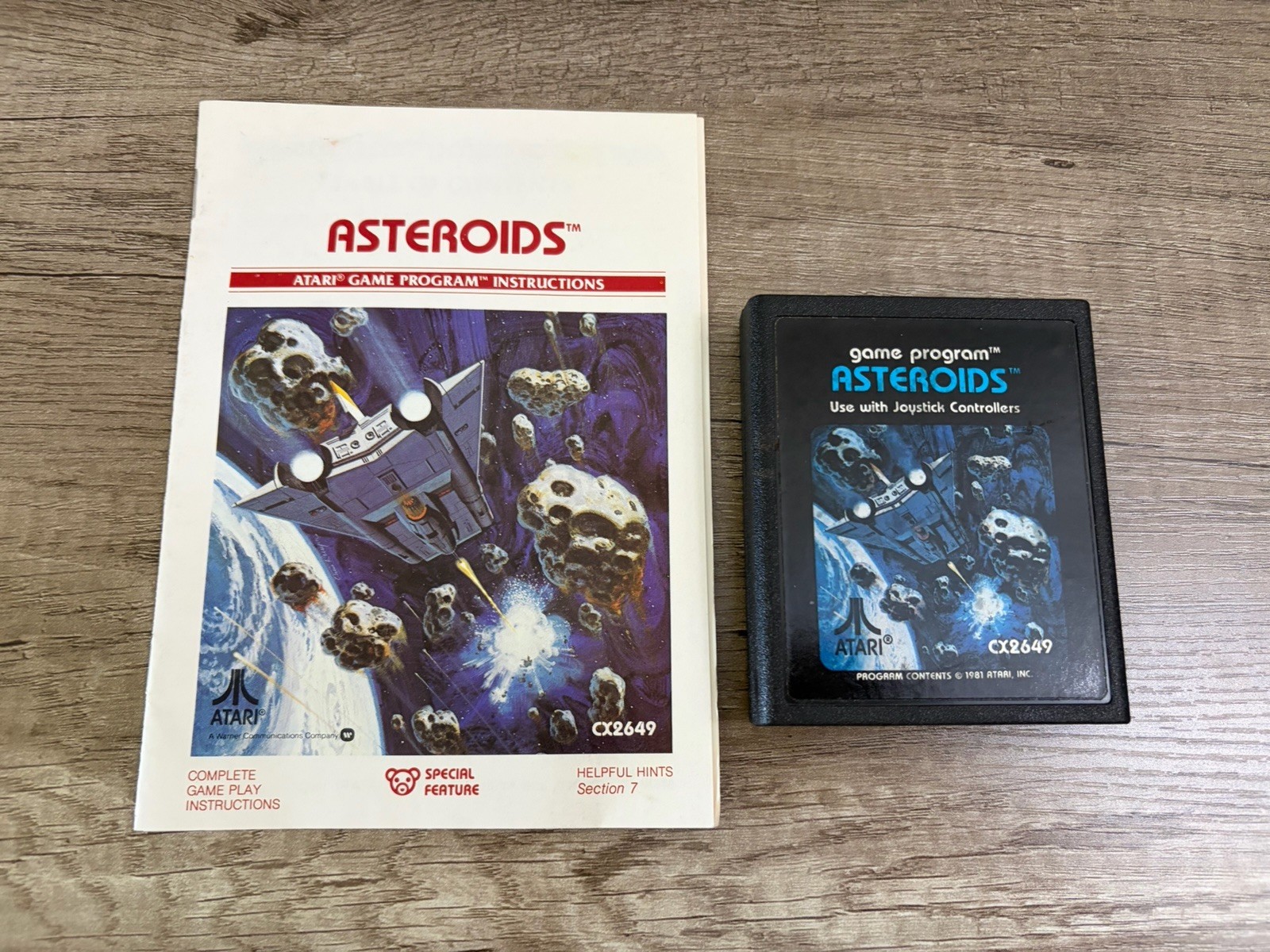 Asteroids (Atari 2600, 1981) Video Game Cartridge and Manual Instruction Booklet