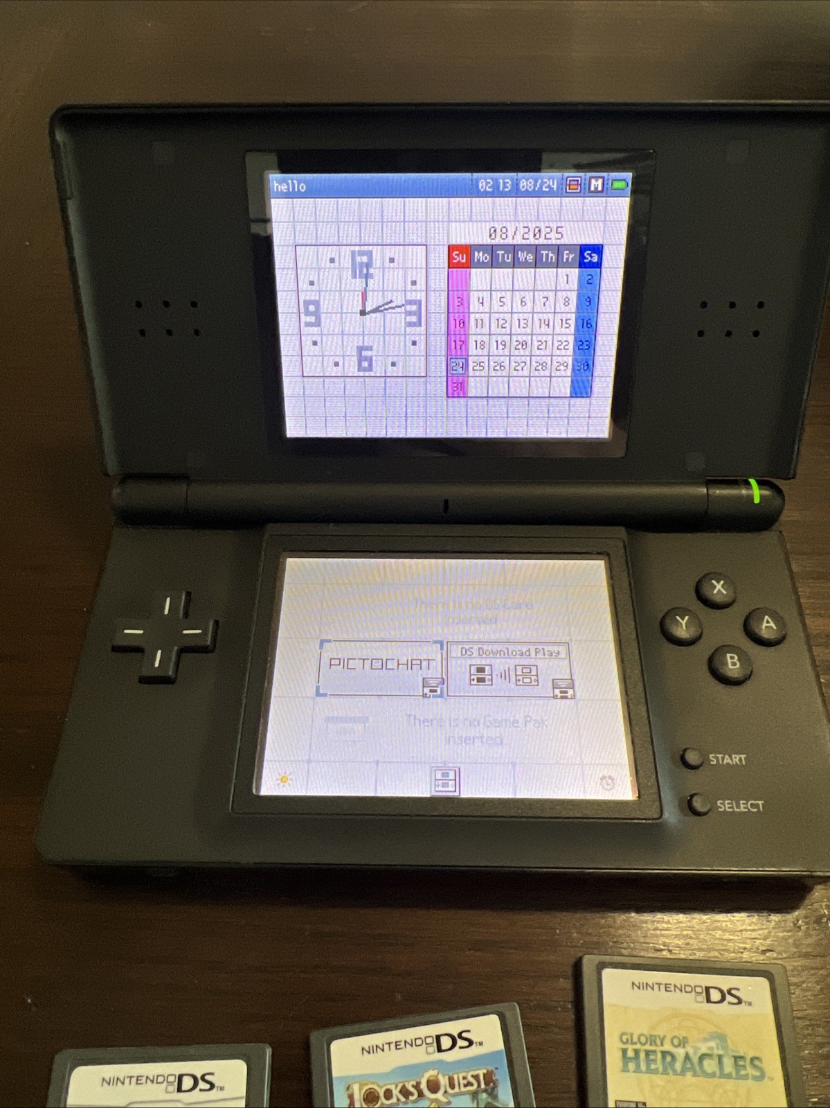 Nintendo DS Lite Onyx Black Console w/ Stylus, 3 Games And Charger. Tested