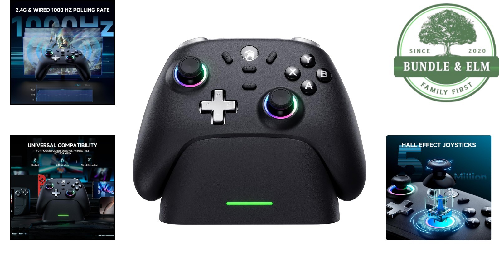 PC Gaming Controller with Hall Effect Joysticks and Instant Response Features