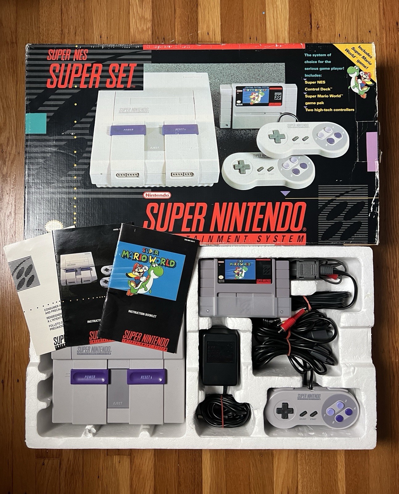 SNES Super Set Super Mario World MINT Complete, Tested, Working CLEAN & 3 Games
