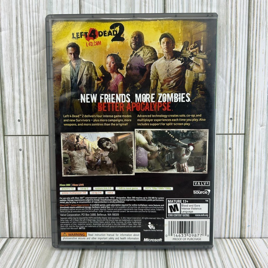 Left 4 Dead 2 Xbox 360 Platinum CIB Microsoft 2009 Video Game Complete & Manual