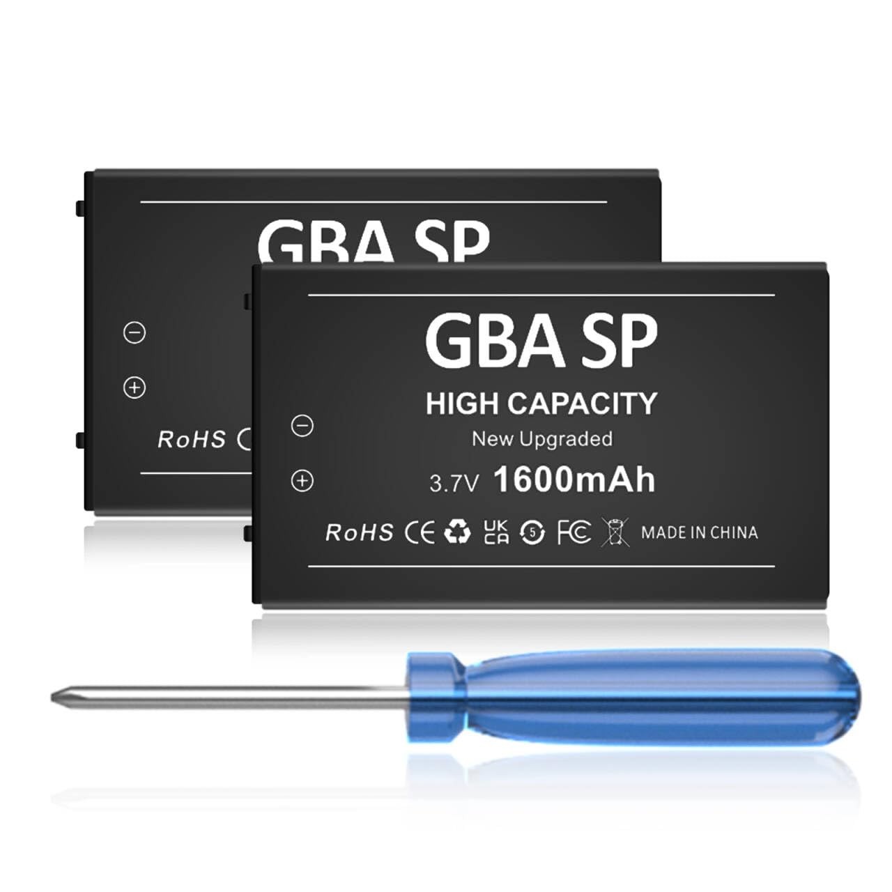 High Capacity 1600mAh Rechargeable Battery 2-Pack for Gameboy Advance SP AGS-001