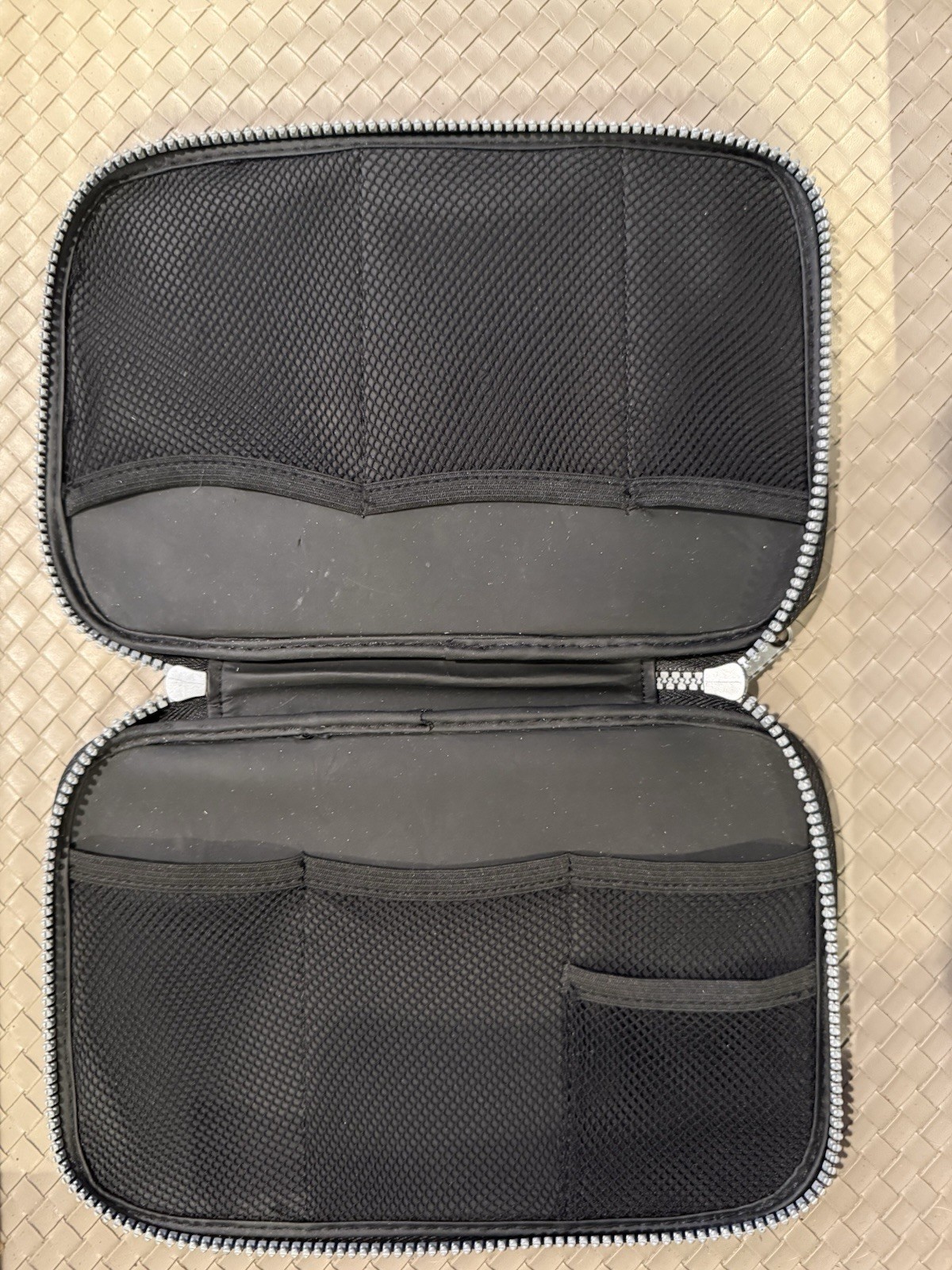 Black Zippered Travel Case Organizer w/ Mesh Pockets, cord organizer