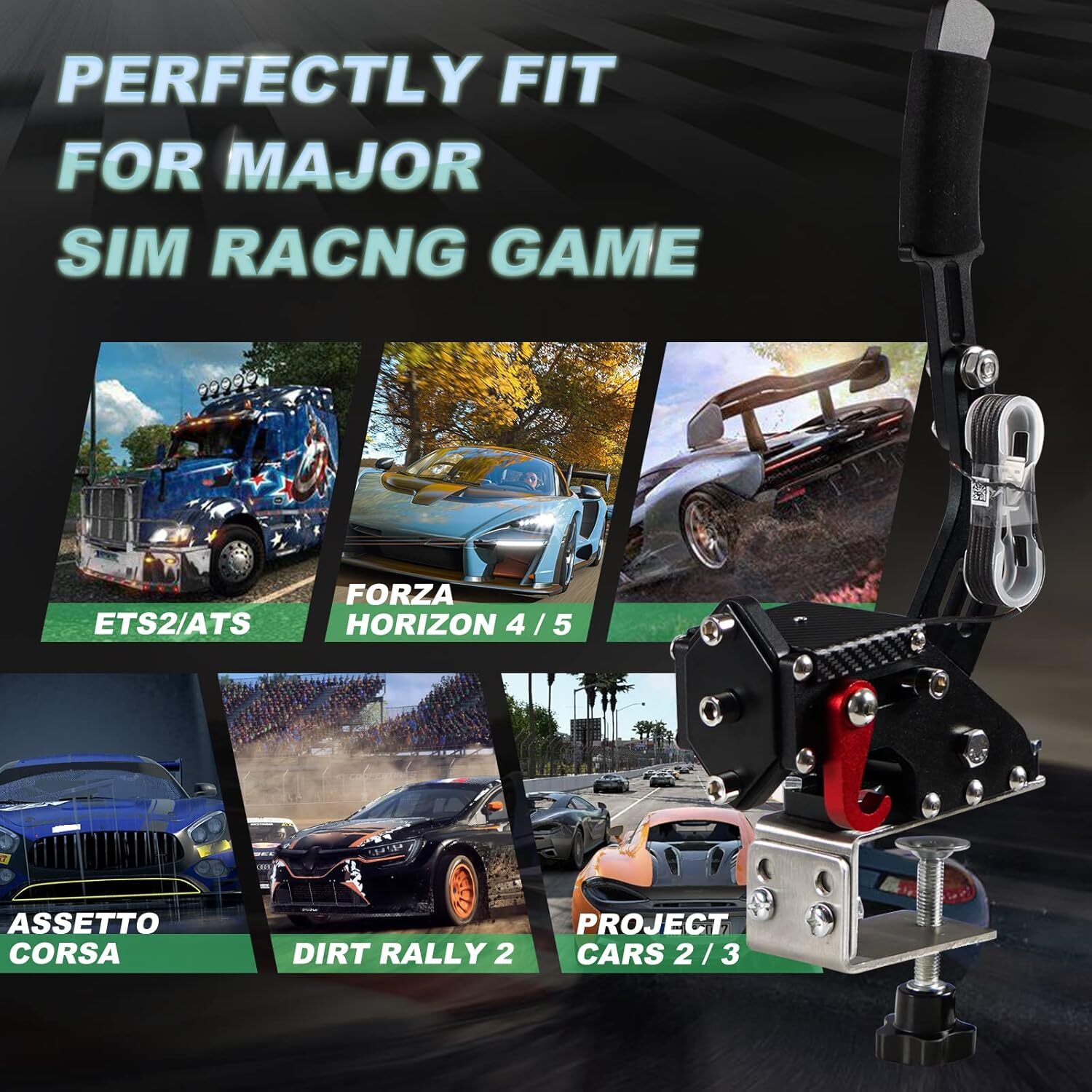 3 in 1 USB Handbrake for PS4 PS5 Only Support Logitech T300 PC All Racing Game