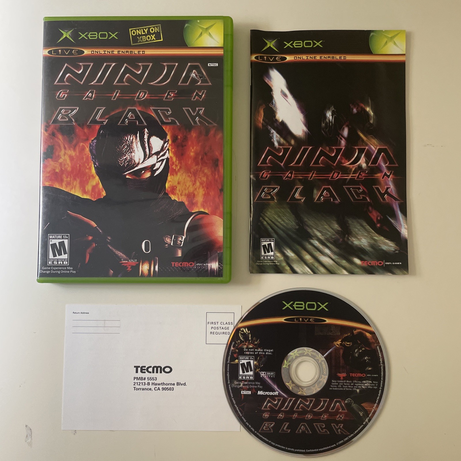 Ninja Gaiden Black Action Adventure CIB Microsoft Xbox With Registration Card
