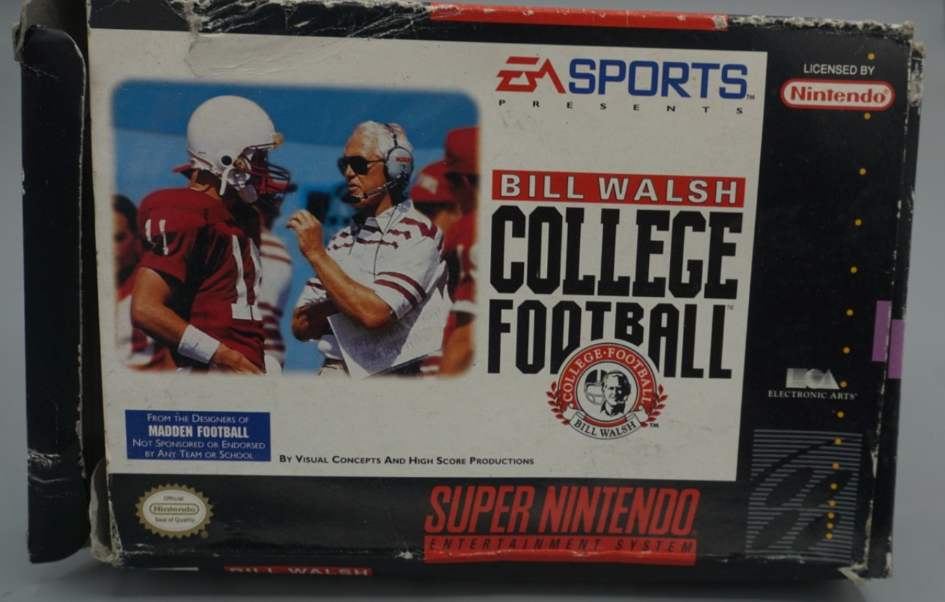 1991 Super Nintendo Bill Walsh College Football Game With Box And Manuals FShip