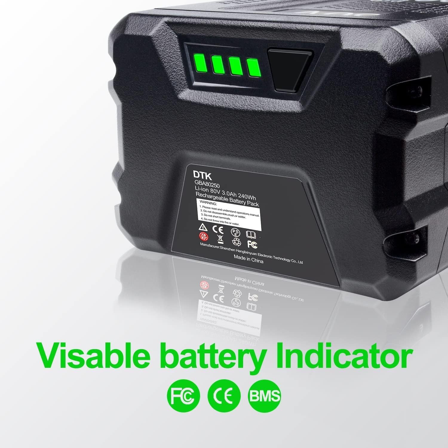DTK 2 Packs Replacement for Greenworks 80V Battery 3000Mah GBA80200 GBA80250 GBA